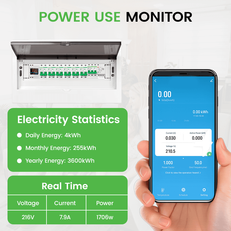 D52-2066 Tuya WiFi Smart Energy Meter 6-in-1 DIN Rail Monitor with Remote App Control
