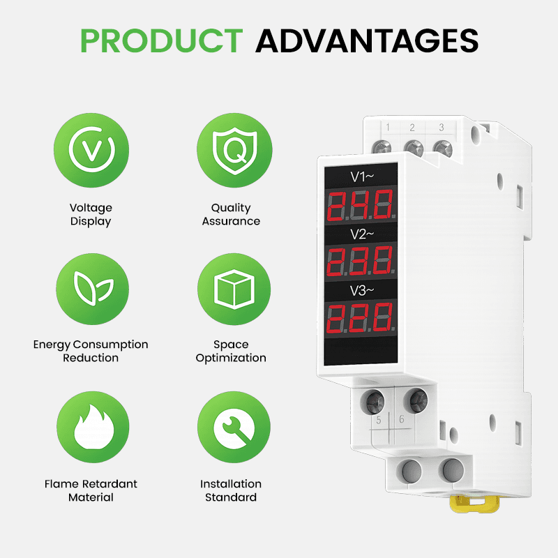 DDR Series 18mm DIN Rail AC Digital Multi-Function Meter Voltage Current Frequency