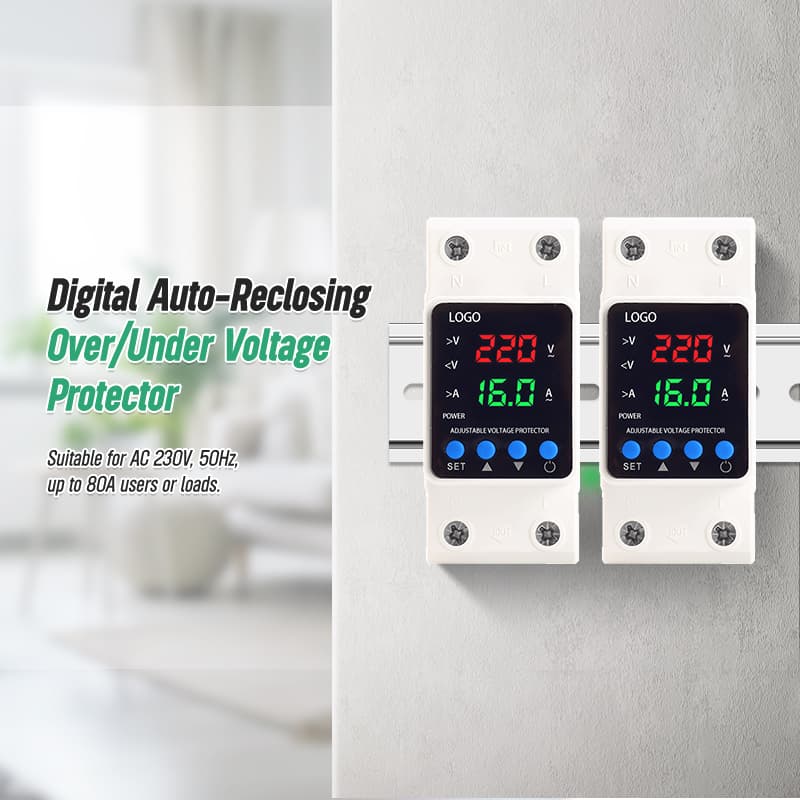 PN2-VA5 Self-Resetting Voltage Protector with Digital Display Logo Customization