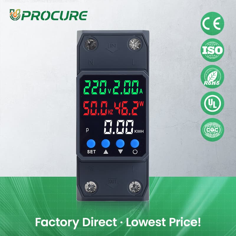 PN2-VAFD 5-in-1 Self-Resetting Voltage Protector with Voltage, Current, Power, Frequency & kWh Meter