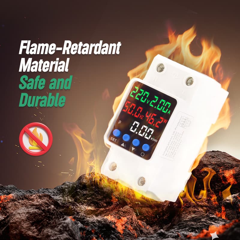 PN2-VAFD 5-in-1 Self-Resetting Voltage Protector with Voltage, Current, Power, Frequency & kWh Meter