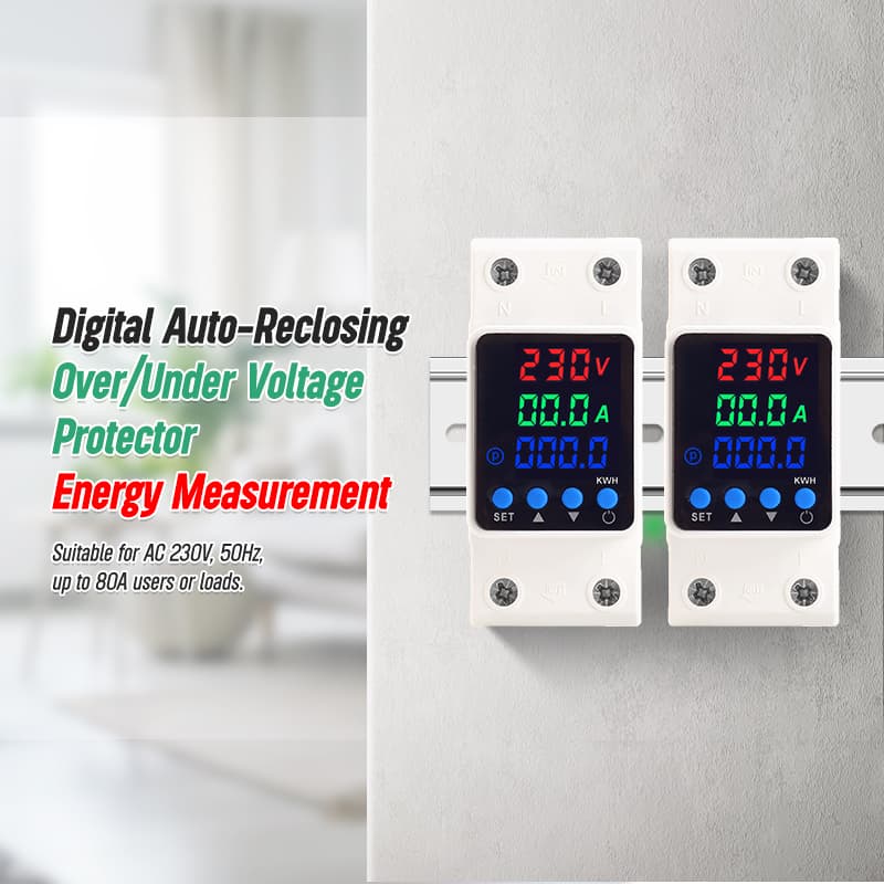 PN2-VAK Self-Resetting Voltage Protector with kWh Energy Meter 40A–80A