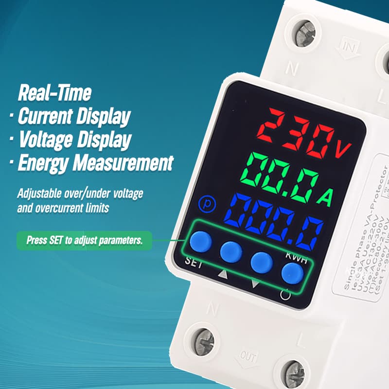PN2-VAK Self-Resetting Voltage Protector with kWh Energy Meter 40A–80A