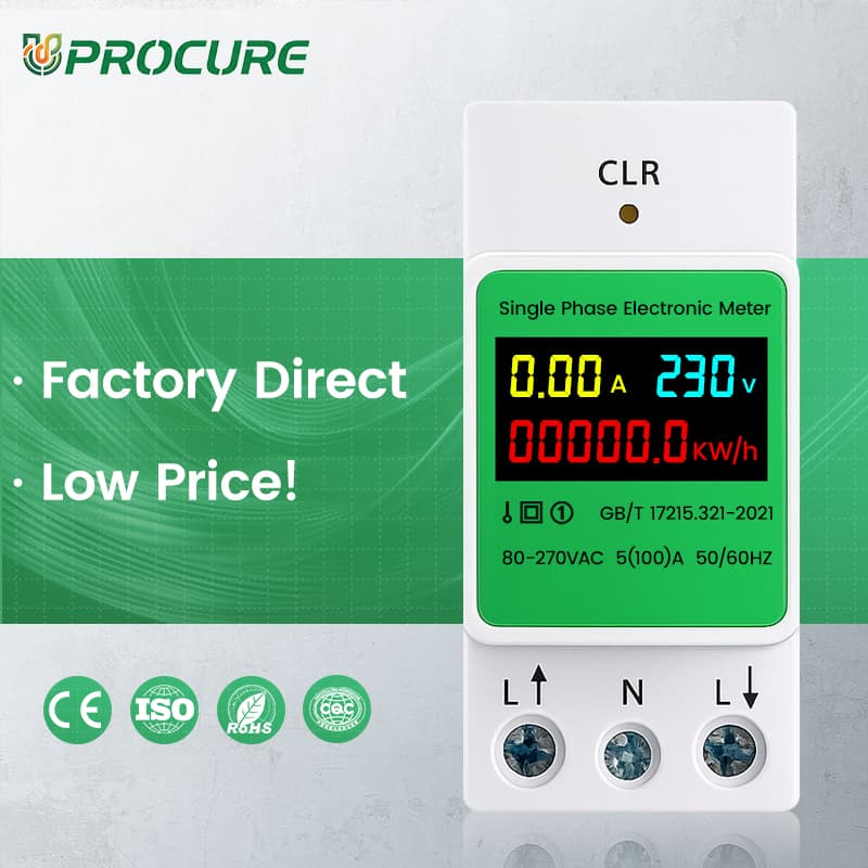 QY2P Single-Phase DIN Rail Energy Meter LED/LCD Display 0.5% Accuracy
