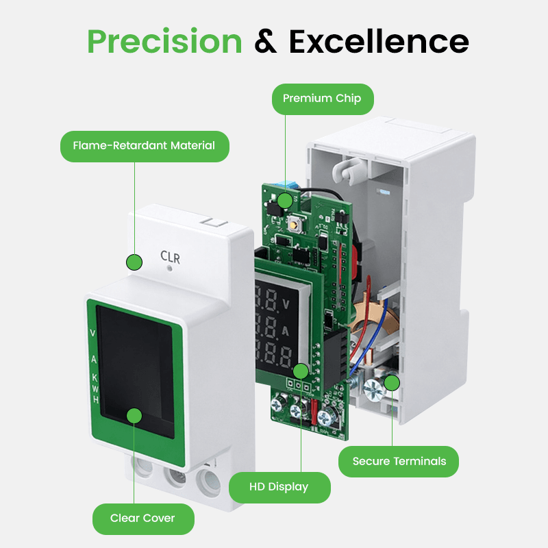 QY2P Single-Phase DIN Rail Energy Meter LED/LCD Display 0.5% Accuracy