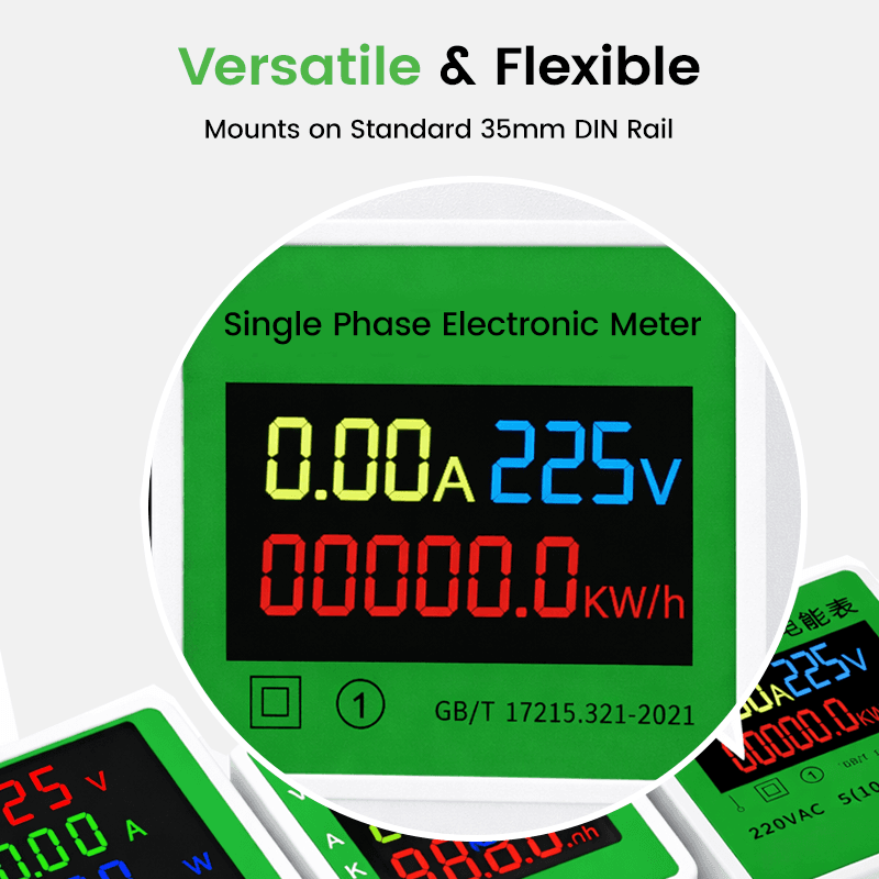 QY2P Single-Phase DIN Rail Energy Meter LED/LCD Display 0.5% Accuracy