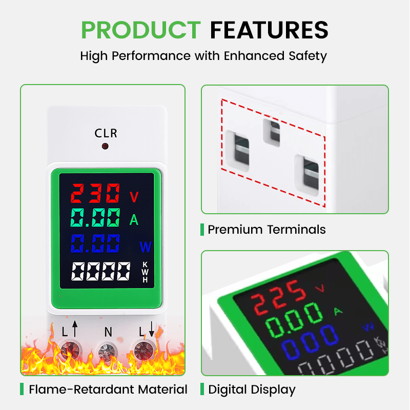 QY2P Single-Phase DIN Rail Energy Meter LED/LCD Display 0.5% Accuracy
