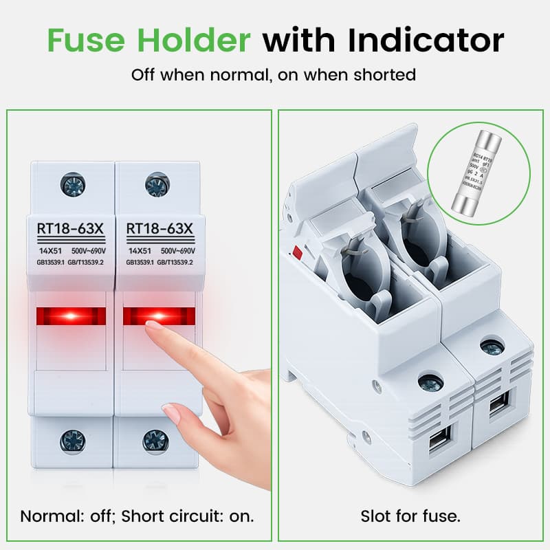 RT18-63X 2P DIN Rail Fuse Holder 63A 690V