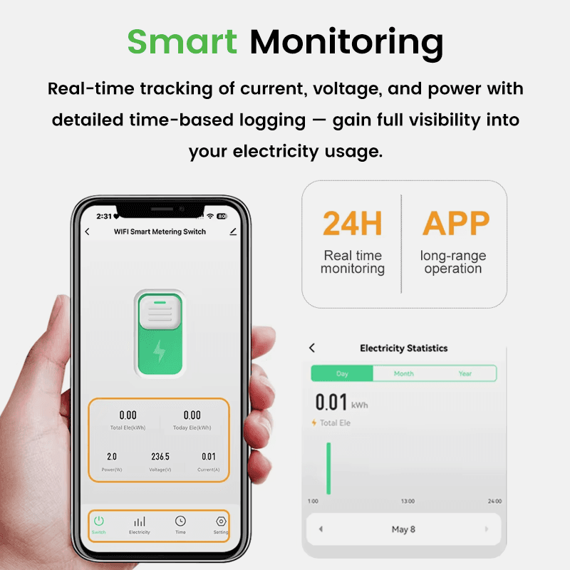SOLT Tuya WiFi Smart DIN Rail Circuit Breaker with Energy Monitoring and Voltage Protection
