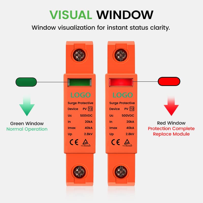3P DC Surge Protector 1000V/1500V 40kA - Full Mode PV SPD for Inverter DC Side & Solar Power Stations (Orange)