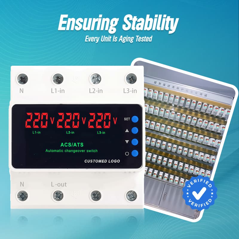 STATS-03 3-Way ATS Automatic Transfer Switch with Over/Under Voltage Protection & Triple Voltage Display