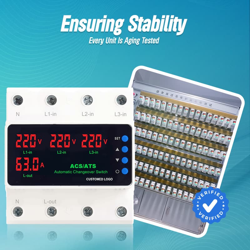 STATS-04 3-Way ATS Automatic Transfer Switch with Triple Voltage & Output Current Display
