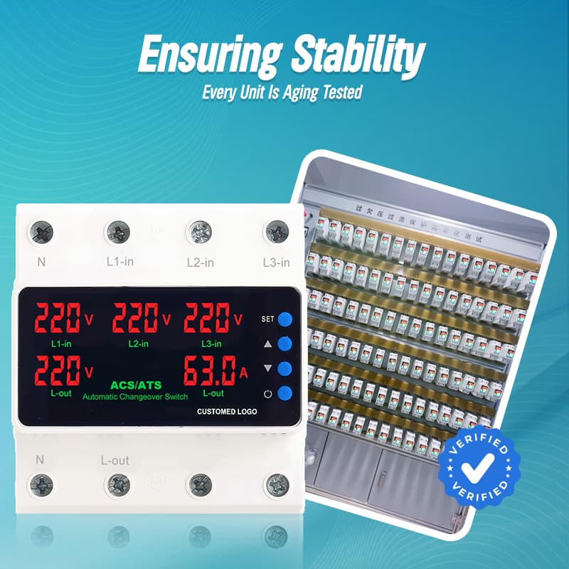 STATS-05 3-Way ATS Automatic Transfer Switch with Full 5-Parameter Display