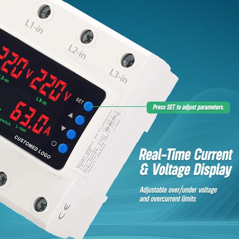 STATS-05 3-Way ATS Automatic Transfer Switch with Full 5-Parameter Display