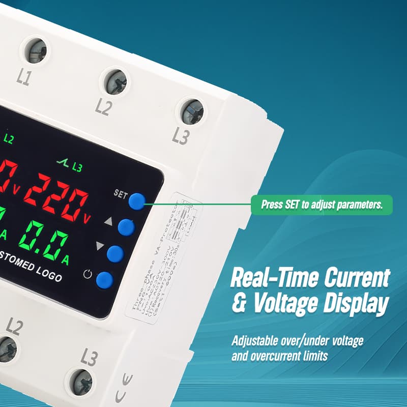 STATS-06 3-Phase 4-Wire Over/Under Voltage & Current Protector with Multi-Protection